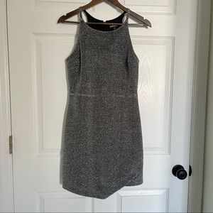 Express Silver Metallic Lined Sleeveless Dress